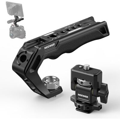 NEEWER CA007 + MA006 Set bovenste handgreep en monitorhouder, zwart, compatibel met 5 inch en 7 inch veldmonitor, camerakooi en gimbal, ARRI 3/8 inch locatie + klauw, capaciteit van NEEWER CA007 + MA006 Set bovenste handgreep en monitorhouder, zwart, compatibel met 5 inch en 7 inch veldmonitor, camerakooi en gimbal, ARRI 3/8 inch locatie + klauw, capaciteit van