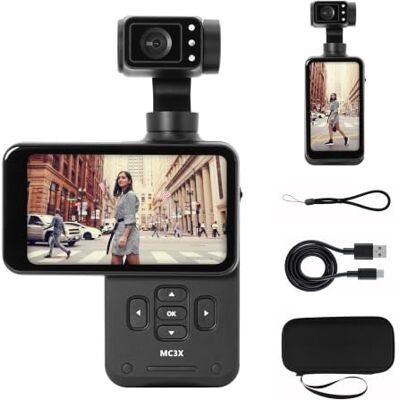 AgfaPhoto AGFA Photo Gimbal Realimove MC3X 3-assige stabilisatorcamera, 4K Ultra HD, 3,5 inch draaibaar touchscreen, 20 MP, gezichtstracking, nachtzicht, 120° groothoek, wifi, batterijduur 170 minuten, zwart AgfaPhoto AGFA Photo Gimbal Realimove MC3X 3-assige stabilisatorcamera, 4K Ultra HD, 3,5 inch draaibaar touchscreen, 20 MP, gezichtstracking, nachtzicht, 120° groothoek, wifi, batterijduur 170 minuten, zwart