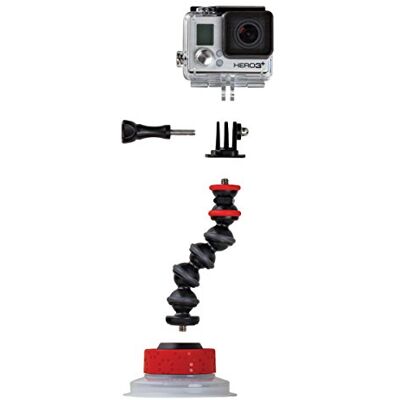 Joby GorillaPod zuignap en flexibele arm, voor GoPro, actiecamera's, smartphone, draaivergrendeling, zwart/rood JB01329-BWW Joby GorillaPod zuignap en flexibele arm, voor GoPro, actiecamera's, smartphone, draaivergrendeling, zwart/rood JB01329-BWW