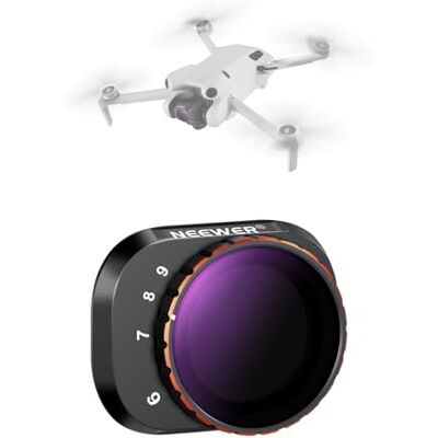 NEEWER Variabele ND-filter compatibel met dji Mini 4 Pro, ND64-512 6-9 stappen meerlaagse HD optische lens drone-camera video-opname accessoires luchtfotografie NEEWER Variabele ND-filter compatibel met dji Mini 4 Pro, ND64-512 6-9 stappen meerlaagse HD optische lens drone-camera video-opname accessoires luchtfotografie