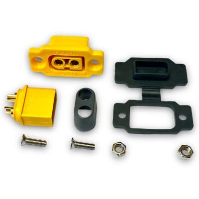 VUNIVERSUM 1 paar krachtige inbouwstekkers XT60BE-F + XT60H-stekker, rubberen kap, schroeven voor Lipo XT60-batterij, gouden stekker, stof- en waterbescherming, 2 VUNIVERSUM 1 paar krachtige inbouwstekkers XT60BE-F + XT60H-stekker, rubberen kap, schroeven voor Lipo XT60-batterij, gouden stekker, stof- en waterbescherming, 2