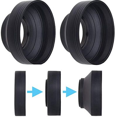 CAMKIX 77 mm zonneklep voor camera rubber set van 2 opvouwbaar in 3 stappen zonneklep vermindert reflecties van de lenzen beschermt tegen overmatig zonlicht voor foto's CAMKIX 77 mm zonneklep voor camera rubber set van 2 opvouwbaar in 3 stappen zonneklep vermindert reflecties van de lenzen beschermt tegen overmatig zonlicht voor foto's