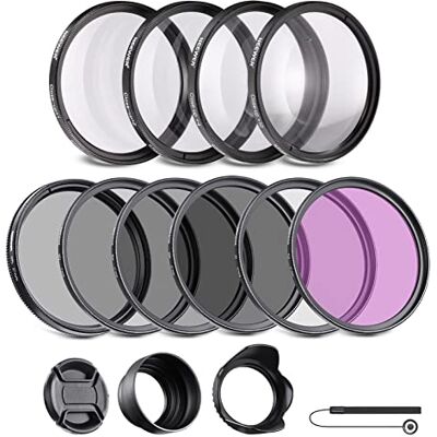 NEEWER 67 mm filter ND/CPL/UV/FLD/close-up & lensaccessoireset met ND2 ND4 ND8, close-up filter (+1/+2/+4/+10), opvouwbare rubberen zonneklep, lensdop, filterzak NEEWER 67 mm filter ND/CPL/UV/FLD/close-up & lensaccessoireset met ND2 ND4 ND8, close-up filter (+1/+2/+4/+10), opvouwbare rubberen zonneklep, lensdop, filterzak