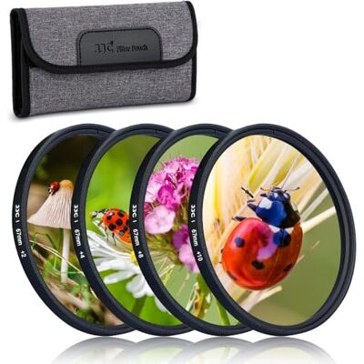 JJC 4 x 67 mm macrofilter (+2, +4, +8, +10) met hoes voor Canon Nikon Sony Pentax Olympus Fuji DSLR lensfilter JJC 4 x 67 mm macrofilter (+2, +4, +8, +10) met hoes voor Canon Nikon Sony Pentax Olympus Fuji DSLR lensfilter