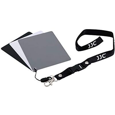JJC Witbalanskaart van PVC, grijs, 18% voor digitale camera en bioscoop, gepersonaliseerde kleurkalibratie, videobesturingskaart voor spiegelreflexcamera, met koord en clip JJC Witbalanskaart van PVC, grijs, 18% voor digitale camera en bioscoop, gepersonaliseerde kleurkalibratie, videobesturingskaart voor spiegelreflexcamera, met koord en clip
