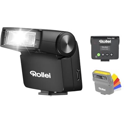 Rollei Flashy ONE 16,8 Ws GN 16 mini-flitser voor camera Universele flitser compatibel met Canon Nikon Sony Fujifilm Panasonic Lumix Olympus, lcd-display, korte recyclingtijd Rollei Flashy ONE 16,8 Ws GN 16 mini-flitser voor camera Universele flitser compatibel met Canon Nikon Sony Fujifilm Panasonic Lumix Olympus, lcd-display, korte recyclingtijd