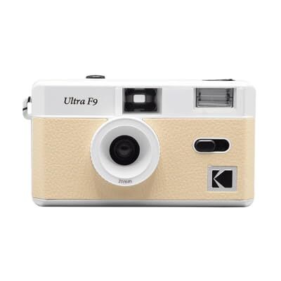 Kodak Ultra F9 – herbruikbare digitale camera, 35 mm, vaste lens 31 mm F/9, geïntegreerde flits, eenvoudig opladen, handmatig terugspoelen, ideaal voor binnen, beige Kodak Ultra F9 – herbruikbare digitale camera, 35 mm, vaste lens 31 mm F/9, geïntegreerde flits, eenvoudig opladen, handmatig terugspoelen, ideaal voor binnen, beige