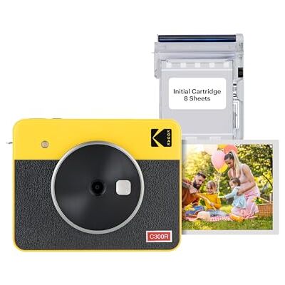 Kodak Mini-Shot 3 retro camera en draagbare fotoprinter, iOS en Android, Bluetooth, 76 x 76 mm, 4Pass-technologie, 8 vellen geel Kodak Mini-Shot 3 retro camera en draagbare fotoprinter, iOS en Android, Bluetooth, 76 x 76 mm, 4Pass-technologie, 8 vellen geel