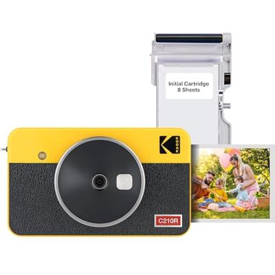 Kodak Mini Shot 2 Retro 4PASS 2-in-1 instant camera met fotoprinter (5,3 x 8,6 cm) + 8 vellen, geel Kodak Mini Shot 2 Retro 4PASS 2-in-1 instant camera met fotoprinter (5,3 x 8,6 cm) + 8 vellen, geel