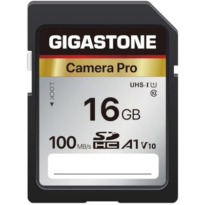 Gigastone SDHC-geheugenkaart, 16 GB Pro-camera, snelheid tot 100 MB/s. Compatibel met Canon Nikon Sony camcorder, A1 U1 V10 UHS-I klasse 10 voor Full HD-video Gigastone SDHC-geheugenkaart, 16 GB Pro-camera, snelheid tot 100 MB/s. Compatibel met Canon Nikon Sony camcorder, A1 U1 V10 UHS-I klasse 10 voor Full HD-video