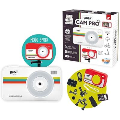 Buki France Buki Cam Pro 2-in-1 camera reismodus en sportmodus 48 MP, Full HD-video 1080p, kleurendisplay 7 cm accessoires voor fietsbevestiging, scooter, helm 16 GB kaart inbegrepen Buki France Buki Cam Pro 2-in-1 camera reismodus en sportmodus 48 MP, Full HD-video 1080p, kleurendisplay 7 cm accessoires voor fietsbevestiging, scooter, helm 16 GB kaart inbegrepen