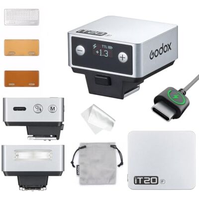 GODOX iT20 F Flash Mini TTL Flash compatibel met Fujifilm, compact voor camera, meer dan 700 flitsen op vol vermogen, recycling in 1,5 s, magnetische diffuser en kleurfilters GODOX iT20 F Flash Mini TTL Flash compatibel met Fujifilm, compact voor camera, meer dan 700 flitsen op vol vermogen, recycling in 1,5 s, magnetische diffuser en kleurfilters