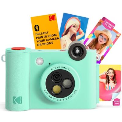 Kodak Smile+ 2-in-1 Digital Instant Print Camera & Wireless Bluetooth Photo Printer 10 MP, Special-Effect Roterende Lens, Zink 2 x 3 inch Sticky-Back-Foto's, Print via Fun App van Smart Devices Groen Kodak Smile+ 2-in-1 Digital Instant Print Camera & Wireless Bluetooth Photo Printer 10 MP, Special-Effect Roterende Lens, Zink 2 x 3 inch Sticky-Back-Foto's, Print via Fun App van Smart Devices Groen