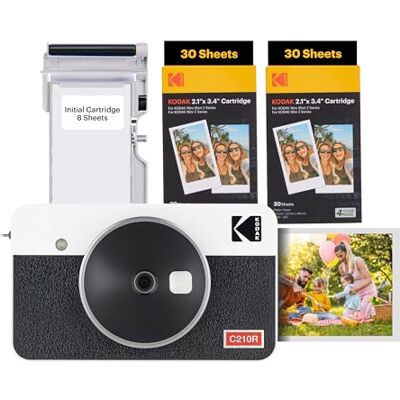 Kodak Mini Shot 2 Retro, instant camera met draadloze fotodruk, Bluetooth, compatibel met iOS en Android, 5,6 x 8,6 cm, 68 vellen geel Kodak Mini Shot 2 Retro, instant camera met draadloze fotodruk, Bluetooth, compatibel met iOS en Android, 5,6 x 8,6 cm, 68 vellen geel