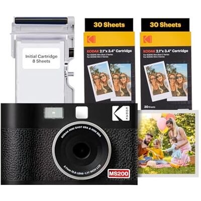 Kodak Mini Shot 2 Era 4PASS 2-in-1 Instant Camera en draagbare printer (5,3 x 8,6 cm) (camera + pakket met 68 vellen, zwart) Kodak Mini Shot 2 Era 4PASS 2-in-1 Instant Camera en draagbare printer (5,3 x 8,6 cm) (camera + pakket met 68 vellen, zwart)