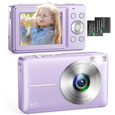 Zostuic Digitale camera, 1080p, 44 MP camera met 2,4 inch lcd-display, 16x digitale zoom, timing opname en selfie-functie, draagbare compacte digitale camera voor kinderen Zostuic Digitale camera, 1080p, 44 MP camera met 2,4 inch lcd-display, 16x digitale zoom, timing opname en selfie-functie, draagbare compacte digitale camera voor kinderen