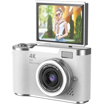 LICAEVEY Digitale camera, 48 MP, 1080p, met 2,4 inch bladscherm en 18 x zoom, 4 uur batterij vlogcamera voor jongeren, beginners, geïntegreerde games en (WHITE) LICAEVEY Digitale camera, 48 MP, 1080p, met 2,4 inch bladscherm en 18 x zoom, 4 uur batterij vlogcamera voor jongeren, beginners, geïntegreerde games en (WHITE)