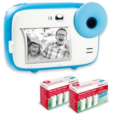 AgfaPhoto AGFA Photo Pack Realikids Instant Cam + 6 extra rollen thermisch papier ATP3WH Instant Camera voor kinderen, LCD-display 2,4 inch, lithiumbatterij, selfiespiegel en fotofilter, blauw AgfaPhoto AGFA Photo Pack Realikids Instant Cam + 6 extra rollen thermisch papier ATP3WH Instant Camera voor kinderen, LCD-display 2,4 inch, lithiumbatterij, selfiespiegel en fotofilter, blauw