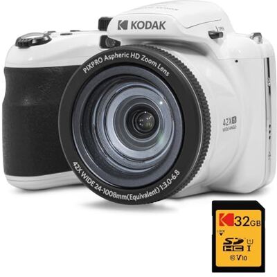 Kodak Pixpro Astro Zoom AZ425 Digitale Pack + SDHC-kaart 32 GB – 20 MP camera, 42 x zoom, groothoek, 3 inch LCD-display, Full HD video 1080p, Li-Ion-batterij, wit Kodak Pixpro Astro Zoom AZ425 Digitale Pack + SDHC-kaart 32 GB – 20 MP camera, 42 x zoom, groothoek, 3 inch LCD-display, Full HD video 1080p, Li-Ion-batterij, wit