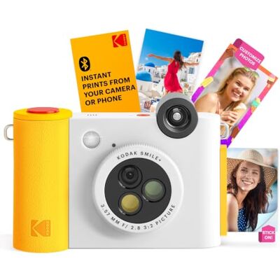 Kodak Smile+ 2-in-1 digitale Instant Print Camera & Wireless Bluetooth fotoprinter 10 MP, speciaal effect roterende lens, zink 2 x 3 inch sticky-back-foto's, afdrukken via leuke app van Smart Devices Wit Kodak Smile+ 2-in-1 digitale Instant Print Camera & Wireless Bluetooth fotoprinter 10 MP, speciaal effect roterende lens, zink 2 x 3 inch sticky-back-foto's, afdrukken via leuke app van Smart Devices Wit