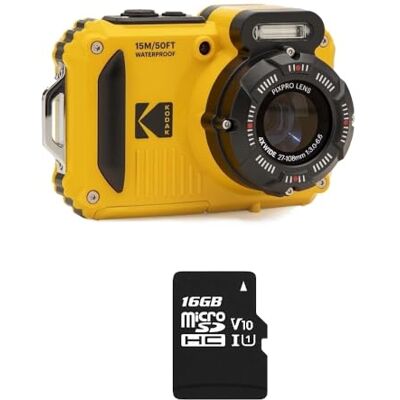 Kodak Pixpro WPZ2 Pack + 1 SD-kaart, compacte digitale camera, 16 m pixels, waterdicht tot 15 m, schokbestendig, 720p video, 2,7 LCD-display, Li-Ion-batterij, geel Kodak Pixpro WPZ2 Pack + 1 SD-kaart, compacte digitale camera, 16 m pixels, waterdicht tot 15 m, schokbestendig, 720p video, 2,7 LCD-display, Li-Ion-batterij, geel