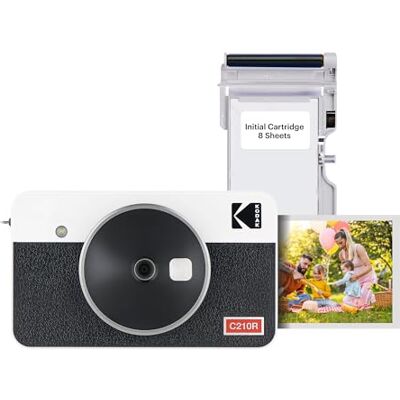 Kodak Mini Shot 2 Retro, instant-camera en fotoprinter, iOS en Android, Bluetooth, 4Pass-technologie, 54 x 86 mm, wit, 8 vellen Kodak Mini Shot 2 Retro, instant-camera en fotoprinter, iOS en Android, Bluetooth, 4Pass-technologie, 54 x 86 mm, wit, 8 vellen