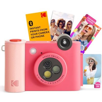 Kodak Smile+ 2-in-1 Digital Instant Print Camera & Wireless Bluetooth Photo Printer -10 MP, Special-Effect Roterende Lens, Zink 2 x 3 Inch Sticky-Back-Foto's, Print via Fun App van Smart Devices Fuchsia Kodak Smile+ 2-in-1 Digital Instant Print Camera & Wireless Bluetooth Photo Printer -10 MP, Special-Effect Roterende Lens, Zink 2 x 3 Inch Sticky-Back-Foto's, Print via Fun App van Smart Devices Fuchsia