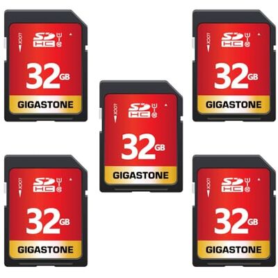 Gigastone 5 x 32 GB klasse 10 UHS-I U1 SDHC High Speed SD-kaarten voor Canon, Nikon, Sony, Pentax, Kodak, Olympus, Panasonic digitale camera met 5 mini-hoesjes Gigastone 5 x 32 GB klasse 10 UHS-I U1 SDHC High Speed SD-kaarten voor Canon, Nikon, Sony, Pentax, Kodak, Olympus, Panasonic digitale camera met 5 mini-hoesjes