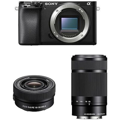 Sony Alpha 6100 APS-C spiegelloze camera pakket met 16-50 mm en 55-210 lens snelle autofocus van 0,02 s met oogherkenning voor mensen en mensen Sony Alpha 6100 APS-C spiegelloze camera pakket met 16-50 mm en 55-210 lens snelle autofocus van 0,02 s met oogherkenning voor mensen en mensen