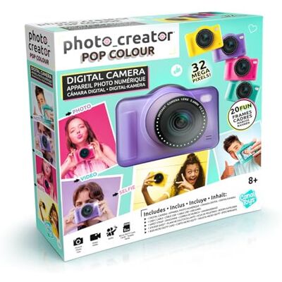 Canal Toys Digitale kindercamera met dubbele lens, mini-camera, compact, paars, met selfie-modus voor 8 jaar, 32 megapixels, lcd-display, 20 frames en 5 filters, 4 GB SD-kaart inbegrepen Canal Toys Digitale kindercamera met dubbele lens, mini-camera, compact, paars, met selfie-modus voor 8 jaar, 32 megapixels, lcd-display, 20 frames en 5 filters, 4 GB SD-kaart inbegrepen