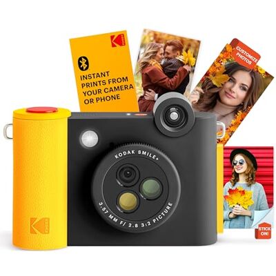 Kodak Smile+ 2-in-1 digitale Instant Print Camera & Wireless Bluetooth fotoprinter 10 MP, speciaal effect roterende lens, zink 2 x 3 inch sticky-back-foto's, afdrukken via leuke app van Smart Kodak Smile+ 2-in-1 digitale Instant Print Camera & Wireless Bluetooth fotoprinter 10 MP, speciaal effect roterende lens, zink 2 x 3 inch sticky-back-foto's, afdrukken via leuke app van Smart