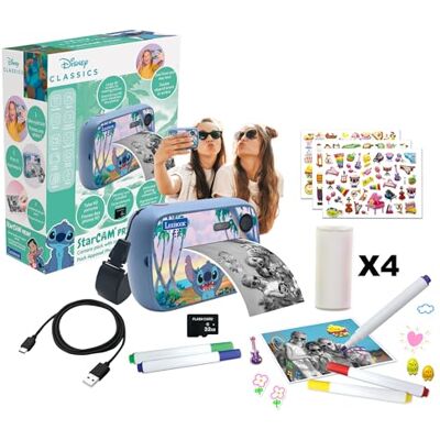 Lexibook Disney Stitch StarCAM Print DJ150D Camera met instant-printer, met foto- en videofuncties, 32 GB micro-SD-kaart en fotoaanpassingsset Lexibook Disney Stitch StarCAM Print DJ150D Camera met instant-printer, met foto- en videofuncties, 32 GB micro-SD-kaart en fotoaanpassingsset