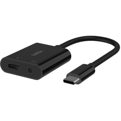 Belkin RockStar USB-C 3,5 mm audio-adapter + oplader (audio-adapter met USB-C Power Delivery van 60 W, voor iPhone 15, iPad Pro, Galaxy, Note, Google Pixel, LG, Sony Xperia enz., zwart) Belkin RockStar USB-C 3,5 mm audio-adapter + oplader (audio-adapter met USB-C Power Delivery van 60 W, voor iPhone 15, iPad Pro, Galaxy, Note, Google Pixel, LG, Sony Xperia enz., zwart)