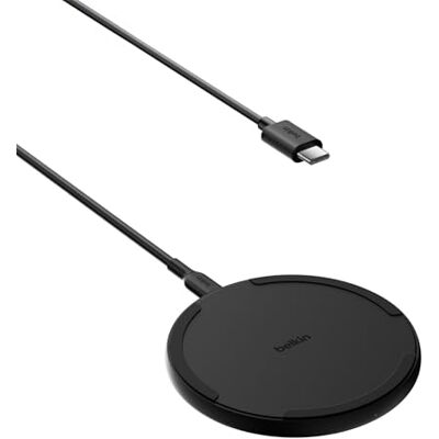 Belkin Draadloze oplader (15 W) Qi-oplader voor Apple iPhone 16, iPhone 15/14/13 serie, AirPods, Samsung Galaxy S25, Galaxy S24, Pixel, met 1,5 m kabel (zonder voeding), zwart Belkin Draadloze oplader (15 W) Qi-oplader voor Apple iPhone 16, iPhone 15/14/13 serie, AirPods, Samsung Galaxy S25, Galaxy S24, Pixel, met 1,5 m kabel (zonder voeding), zwart