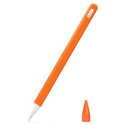 MoKo Siliconen etui voor Apple Pencil 2e generatie/Pro, oranje Beschermende siliconen, potloodhouderhoes, beschermende penpunt, magnetisch opladen, dubbele tik functie MoKo Siliconen etui voor Apple Pencil 2e generatie/Pro, oranje Beschermende siliconen, potloodhouderhoes, beschermende penpunt, magnetisch opladen, dubbele tik functie