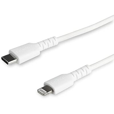 StarTech USB-C naar Lightning-kabel, 1 m, wit, robuust, USB type C naar Lightning-kabel, Aramidevezel, iPad/iPhone 12, Apple Mfi-gecertificeerd (RUSBCLTMM1MW) StarTech USB-C naar Lightning-kabel, 1 m, wit, robuust, USB type C naar Lightning-kabel, Aramidevezel, iPad/iPhone 12, Apple Mfi-gecertificeerd (RUSBCLTMM1MW)