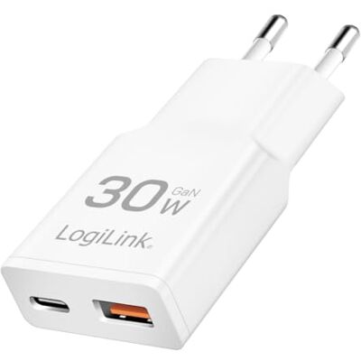 Logilink PA0348 GaN Dual USB-oplader (galliumnitride), 1 x USB-C (PD), 1 x USB-A (QC), 30 W Logilink PA0348 GaN Dual USB-oplader (galliumnitride), 1 x USB-C (PD), 1 x USB-A (QC), 30 W