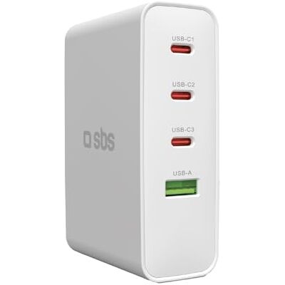 SBS Travel USB-C adapter, 100 W, reislader met US/UK/EU/AU-aansluitingen, adapterconverter met 4 USB-poorten, Power Delivery (PD), snel opladen voor iPhone, Samsung, MacBook en computer SBS Travel USB-C adapter, 100 W, reislader met US/UK/EU/AU-aansluitingen, adapterconverter met 4 USB-poorten, Power Delivery (PD), snel opladen voor iPhone, Samsung, MacBook en computer