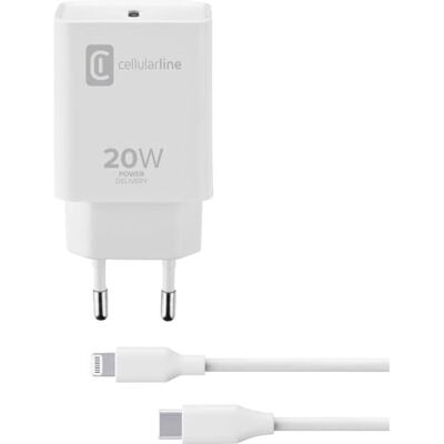 Cellular Line USB-C oplader voor Apple C2L 20 W, wit past op iPad, iPhone Cellular Line USB-C oplader voor Apple C2L 20 W, wit past op iPad, iPhone