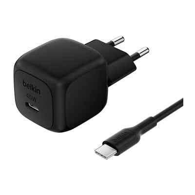 Belkin BoostCharge Compacte oplader 45 W met USB-C naar USB-C kabel, snel opladen, voor alle modellen van iiPhone 17, iPhone 16, Samsung Galaxy, Google Pixel, iPad, AirPods enz., zwart Belkin BoostCharge Compacte oplader 45 W met USB-C naar USB-C kabel, snel opladen, voor alle modellen van iiPhone 17, iPhone 16, Samsung Galaxy, Google Pixel, iPad, AirPods enz., zwart