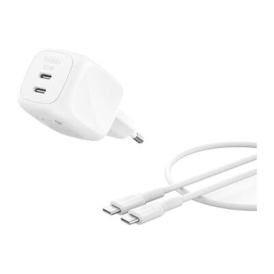 Belkin SmartProtect Oplader met 2 USB-C-poorten, 50 W, 2-poorts GaN-oplader, 1 m kabel inbegrepen, snelladen voor MacBook, iPhone 17, iPad Pro, Chromebook, Galaxy S25 Ultra, Pixel 10, wit Belkin SmartProtect Oplader met 2 USB-C-poorten, 50 W, 2-poorts GaN-oplader, 1 m kabel inbegrepen, snelladen voor MacBook, iPhone 17, iPad Pro, Chromebook, Galaxy S25 Ultra, Pixel 10, wit