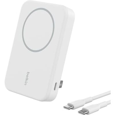 Belkin BoostCharge Pro 8000mAh draadloze powerbank met Qi2 (MagSafe-compatibele draagbare oplader, geïntegreerde standaard, voor iPhone 16, 16 Plus, 16 Pro, 16 Pro Max, iPhone 15 enz., wit) Belkin BoostCharge Pro 8000mAh draadloze powerbank met Qi2 (MagSafe-compatibele draagbare oplader, geïntegreerde standaard, voor iPhone 16, 16 Plus, 16 Pro, 16 Pro Max, iPhone 15 enz., wit)