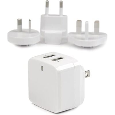 StarTech . com USB-wandlader met 2 poorten, hoog vermogen, 17 W/3,4 A, internationale reisoplader, wit (USB2PACWH) StarTech . com USB-wandlader met 2 poorten, hoog vermogen, 17 W/3,4 A, internationale reisoplader, wit (USB2PACWH)