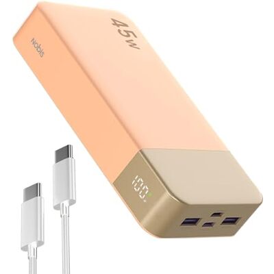 NOBIS Power Bank, 20.000 mAh, draagbare oplader, 45 W USB C in & Out snel opladen, externe batterij 4 poorten met digitaal led-display, compatibel met MacBook, iPhone 15 14 13 Pro S23 (oranje) NOBIS Power Bank, 20.000 mAh, draagbare oplader, 45 W USB C in & Out snel opladen, externe batterij 4 poorten met digitaal led-display, compatibel met MacBook, iPhone 15 14 13 Pro S23 (oranje)
