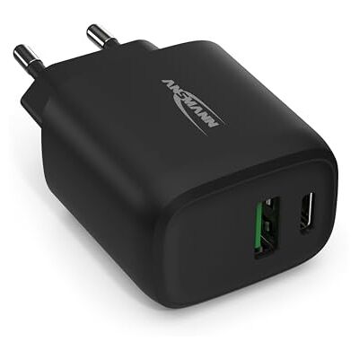Ansmann Oplader met 2 poorten USB-C PD3.0 20W, USB-C en USB-A-poorten, voeding met Power Delivery & Quick Charge 3.0 18 W, snellader compatibel met Apple iPhone 13/12, Samsung Galaxy S21/20 enz. Ansmann Oplader met 2 poorten USB-C PD3.0 20W, USB-C en USB-A-poorten, voeding met Power Delivery & Quick Charge 3.0 18 W, snellader compatibel met Apple iPhone 13/12, Samsung Galaxy S21/20 enz.