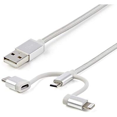 StarTech .com USB-kabel, multi-stekker, 1 m, Lightning, USB-C, micro-USB StarTech .com USB-kabel, multi-stekker, 1 m, Lightning, USB-C, micro-USB