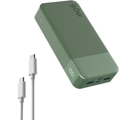 NOBIS Externe accu, 90 W, 20.000 mAh, powerbank met USB-C naar C-kabel Draagbare batterij, snel opladen, bidirectioneel, digitaal display voor iPhone, Android, laptop enz. NOBIS Externe accu, 90 W, 20.000 mAh, powerbank met USB-C naar C-kabel Draagbare batterij, snel opladen, bidirectioneel, digitaal display voor iPhone, Android, laptop enz.