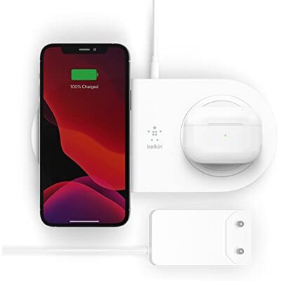 Belkin BoostCharge Stand inductie-oplader 15 W (Qi snellader voor iPhone, Samsung, Pixel enz.) wit Belkin BoostCharge Stand inductie-oplader 15 W (Qi snellader voor iPhone, Samsung, Pixel enz.) wit