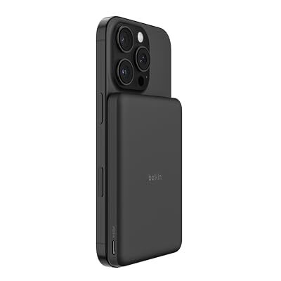 Belkin BoostCharge Externe accu, magnetisch, 5000 mAh, draagbare oplader, dun, met magnetische ring en USB-C-poort, powerbank voor iPhone, Galaxy, Pixelsnap, iPad, tablet, USB-C-kabel inbegrepen, zwart Belkin BoostCharge Externe accu, magnetisch, 5000 mAh, draagbare oplader, dun, met magnetische ring en USB-C-poort, powerbank voor iPhone, Galaxy, Pixelsnap, iPad, tablet, USB-C-kabel inbegrepen, zwart