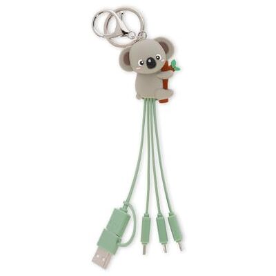 Legami Link Up meervoudige oplaadkabel, Koala thema met sleutelhanger, 4 oplaadkabels, USB, Type-C, Micro-USB, Lightning, met USB type C-adapter, TPE-gecoate kabel Legami Link Up meervoudige oplaadkabel, Koala thema met sleutelhanger, 4 oplaadkabels, USB, Type-C, Micro-USB, Lightning, met USB type C-adapter, TPE-gecoate kabel